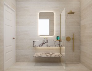 Shower, hair dryer, slippers, towels - The Character (Athina)