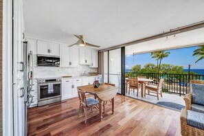 Fridge, microwave, oven, stovetop - Maui Parkshore #415 Ocean View in the Heart of Kihei, Walk to Kamaole Beach (Kihei)