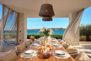 Outdoor dining - Luxury Beachfront Villa Malia Trogir with Pool (SegetDonji)