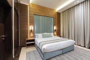 Appartement, 2 chambres | Draps en coton égyptien, literie de qualité supérieure, minibar