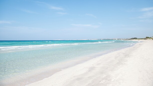 Utsikt mot strand/hav