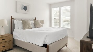 1 bedroom, desk, laptop workspace, iron/ironing board