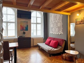 Living area - Cozy Loft Retreat by Chain Bridge – Stunning Danube & Parliament Views (Budapest)