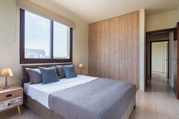 Apartment, Balcony, City View | Bathroom | Shower, free toiletries, hair dryer, slippers - Stylish 2BR Apt Balcony WiFi (Larnaca)