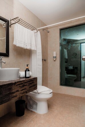 Shower, towels, shampoo - Mojarra Marazul: Suite Boutique with Terrace in Cancún (Cancún)