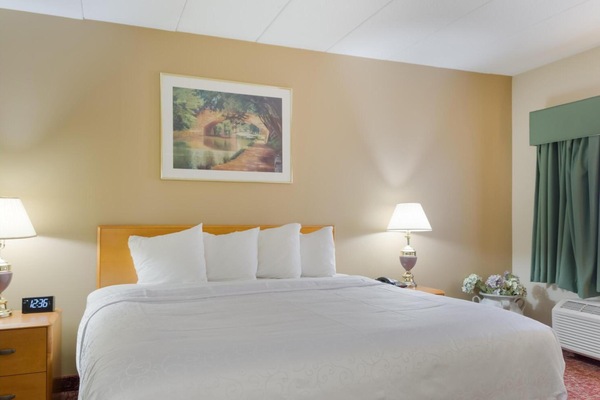 Unwind in a spacious king bed with soft, hotel-fresh linens.