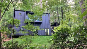 Exterior - Eclectic 1BR Tiny Home Deck in the Trees + Parking (Tryon)