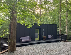 Terrace/patio - Eclectic 1BR Tiny Home Deck in the Trees + Parking (Tryon)