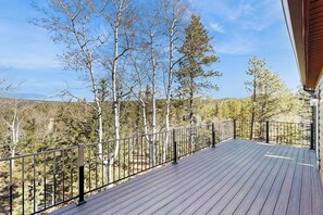 Terrace/patio - Rural Wood Cabin Surrounded by Trees with WiFi, W/D, & Gorgeous Deck (Florissant)