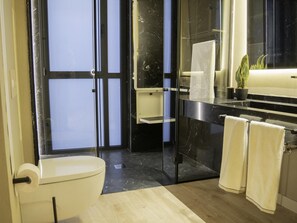 Dusche, Haartrockner, Handtücher