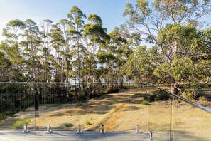 A pathway surrounded by trees and a metal fence. - Studio 216 @Bruny ~Romantic, Beachfront & Secluded (Alonnah)