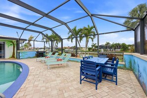 Outdoor dining - Punta Gorda Isles Vacation Home - Waterfront Home with Private Pool! (Punta Gorda)