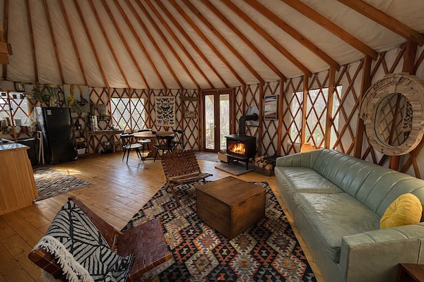 Open Living Space with Wood Stove