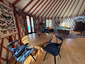 Dining - Secluded Off-Grid Yurt with Forest Access, Orchard & Gardens (Durango)