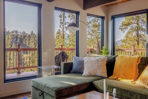 TV, fireplace - Beautiful Private Cabin in Quiet Valley w/ Hot Tub + Views (Big Bear)