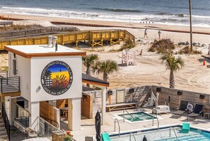 Outdoor pool - Oceanfront 3BR Condo, Huge Private Deck, Pool, Hot Tub, Elevator, Steps to Beach (Carolina Beach)