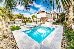 Outdoor pool - 6BR, Oceanview, POOL, Hot Tub, 2 Min Walk to Beach, Game Room (Kure Beach)
