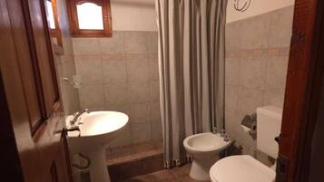 Hair dryer, towels, toilet paper