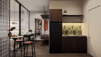 Deluxe Apartment, City View | Private kitchen