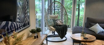 Charming chalet on a campsite with outdoor pool