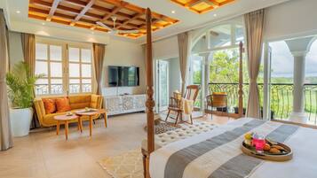 Vila luxo, sacada, vista para a cidade