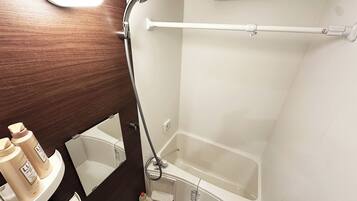 Hair dryer, bidet, towels, soap