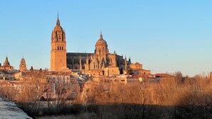 Una catedral histórica con múltiples agujas y una torre del reloj destacada.
