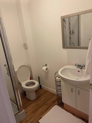 Combined shower/bathtub, deep-soaking bathtub, towels - Charming Aberdeen Apartment (Aberdeen)