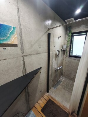Shower, hair dryer, electronic bidet, towels