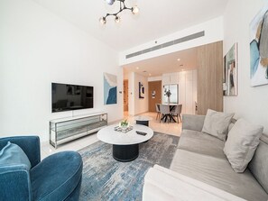 Standard Apartment, City View | Living area - Beachfront Living Marina Skyline Views (Dubai)