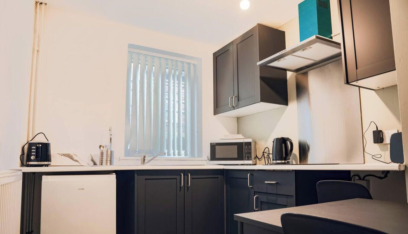 Fridge, microwave, stovetop, toaster