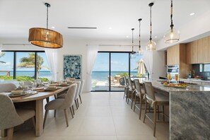 Dining - Coastal Charm: Brand New Oceanfront Home w/ Pool, Backyard Snorkeling, + Designer Interiors (Grand Cayman)