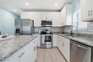 Fridge, oven, coffee/tea maker, toaster