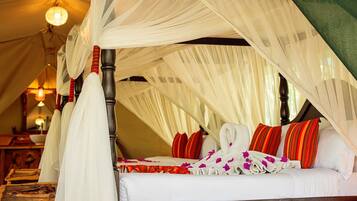 Superior Tent, River View | Premium bedding, down duvets, memory-foam beds, in-room safe