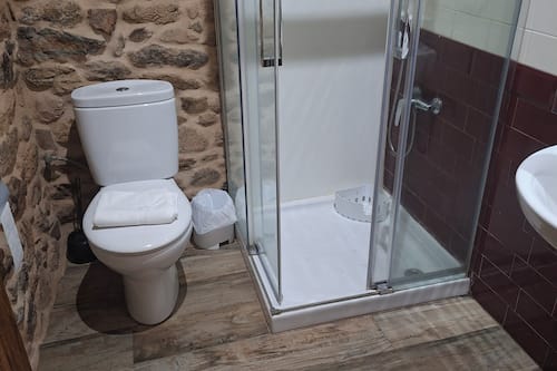 Habitación clásica con 1 cama doble o 2 individuales, vistas al patio | Baño | Ducha, toallas, jabón y champú