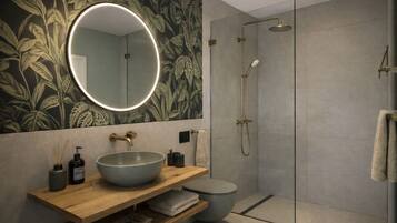 Dusche, Handtücher, Seife, Toilettenpapier