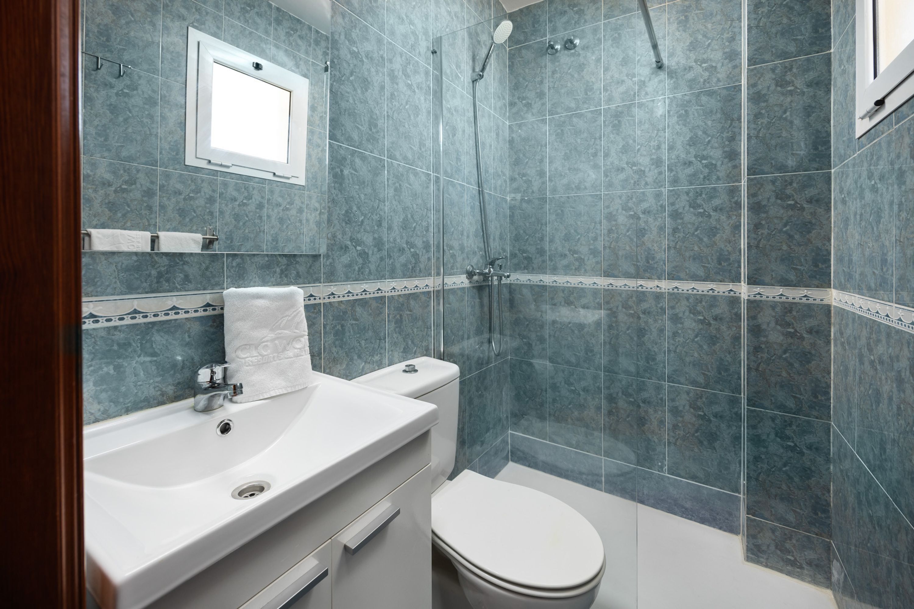 Une salle de bain avec un lavabo, des toilettes et une douche.
