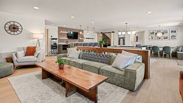 Smart TV, fireplace, table football, ping pong
