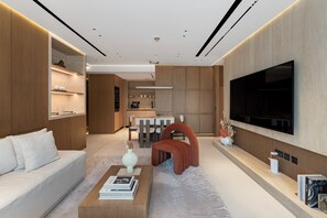 Deluxe Apartment, 2 Bedrooms, Balcony, Lake View | Living area - Bonnington Tower - Mint Stay (Dubai)