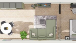 A room with a bed, a sofa, a small table, a TV, and a window. - LAKE Loft Leaf - Pflummernhaus (Überlingen)