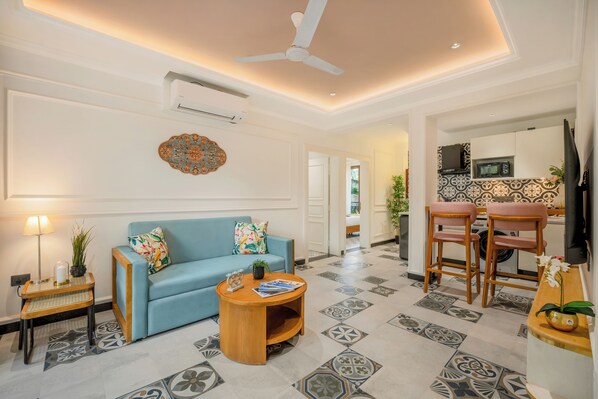 Apartment, 2 Bedrooms, Balcony | Living area - Staymaster Veridian Luxury 2BR (Calangute)
