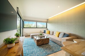 Comfort Condo, Balcony | Living area - 2 BR Roof Pool & Gym - Cruz con Mar 406 (Playa del Carmen)