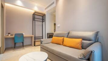 Superior Suite, 1 Queen Bed, Housekeeping, City View | Living area