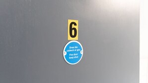 A wall with a number '6' and a circular sign with text in a foreign language. - Private En-Suite • TV • Fridge • Microwave (Saint Thomas)