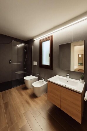 Double Room, Garden View | Bathroom | Shower, towels, soap, shampoo - TERA Cagliari (Cagliari)
