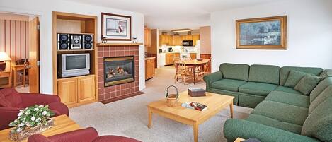 TV, fireplace, DVD player