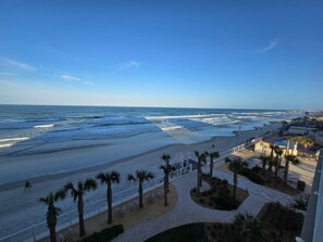 On the beach, sun-loungers, beach towels - MILLION DOLLAR VIEW! Grand Coquina Luxurious ocean front condo, 4th fl. (Daytona Beach Shores)