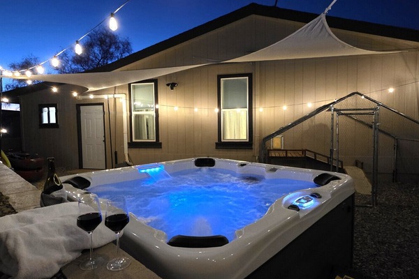 Hot Tub and Backyard