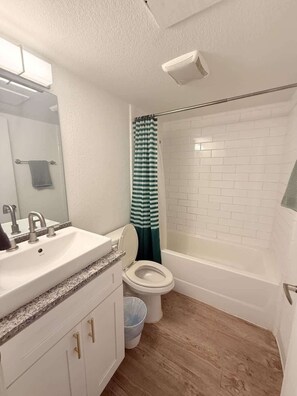 Douche, sèche-cheveux, shampoing