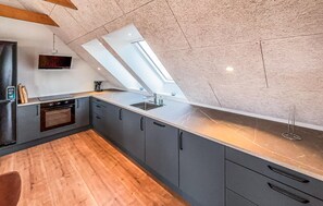 Fridge, microwave, oven, stovetop - Cozy apartment in Ringkøbing with house sea view (Ringkøbing)